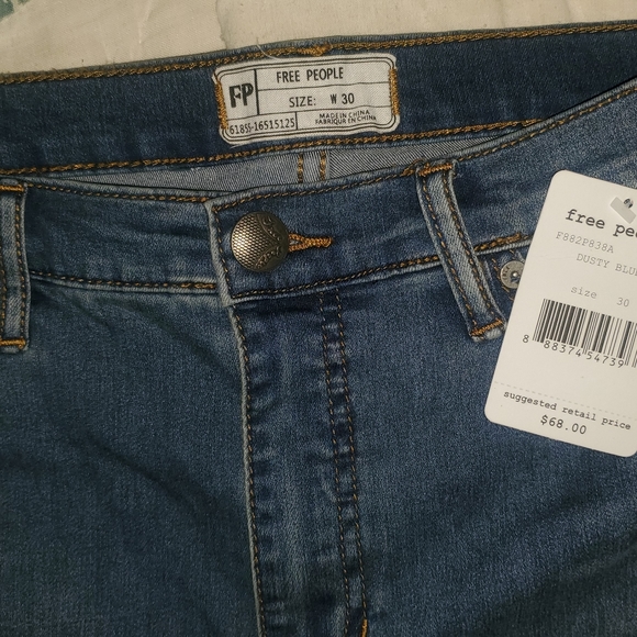 Free People Gummy High Rise Roller skinny cropped stretch Jeans dusty blue - Picture 16 of 16